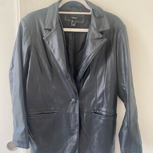 Forever 21 Black Faux Leather Blazer